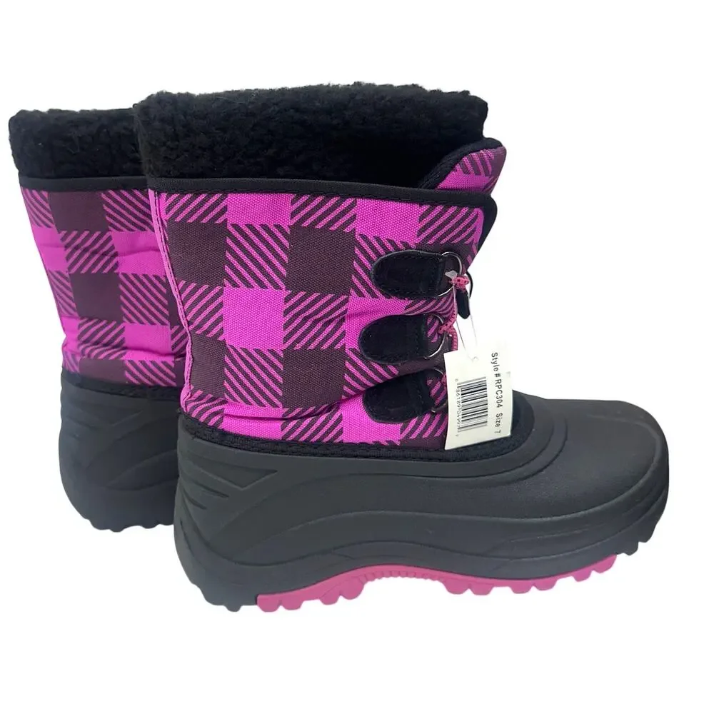 Ranger Cheshire Girls Winter Snow Boots Pink Plaid Size 7